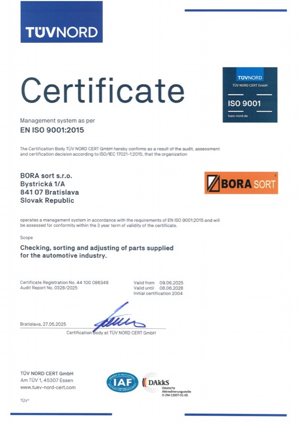 Certificate EN ISO 9001:2015, English version